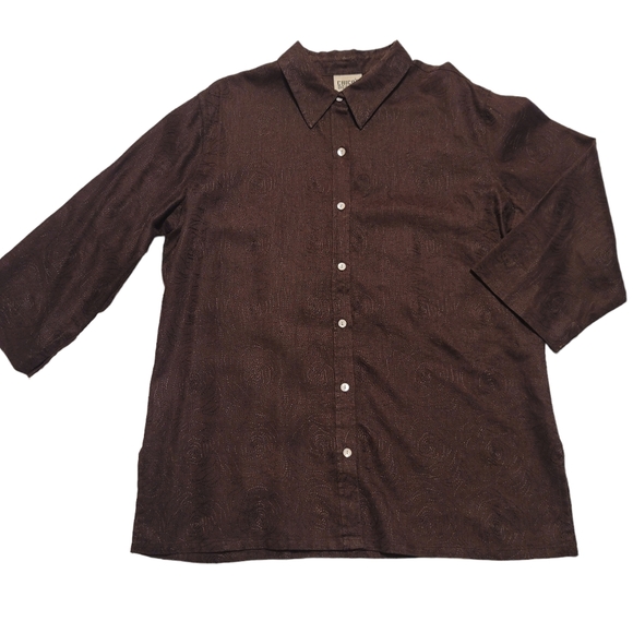 Chico's Stitched Design Button Down Shirt - Picture 2 of 10